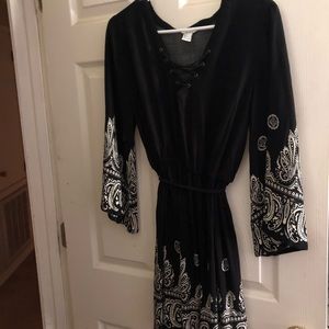 Black Dress with white design